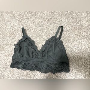 Aerie Women’s Floral Crossover Lace Ribbed Bralette-Size L